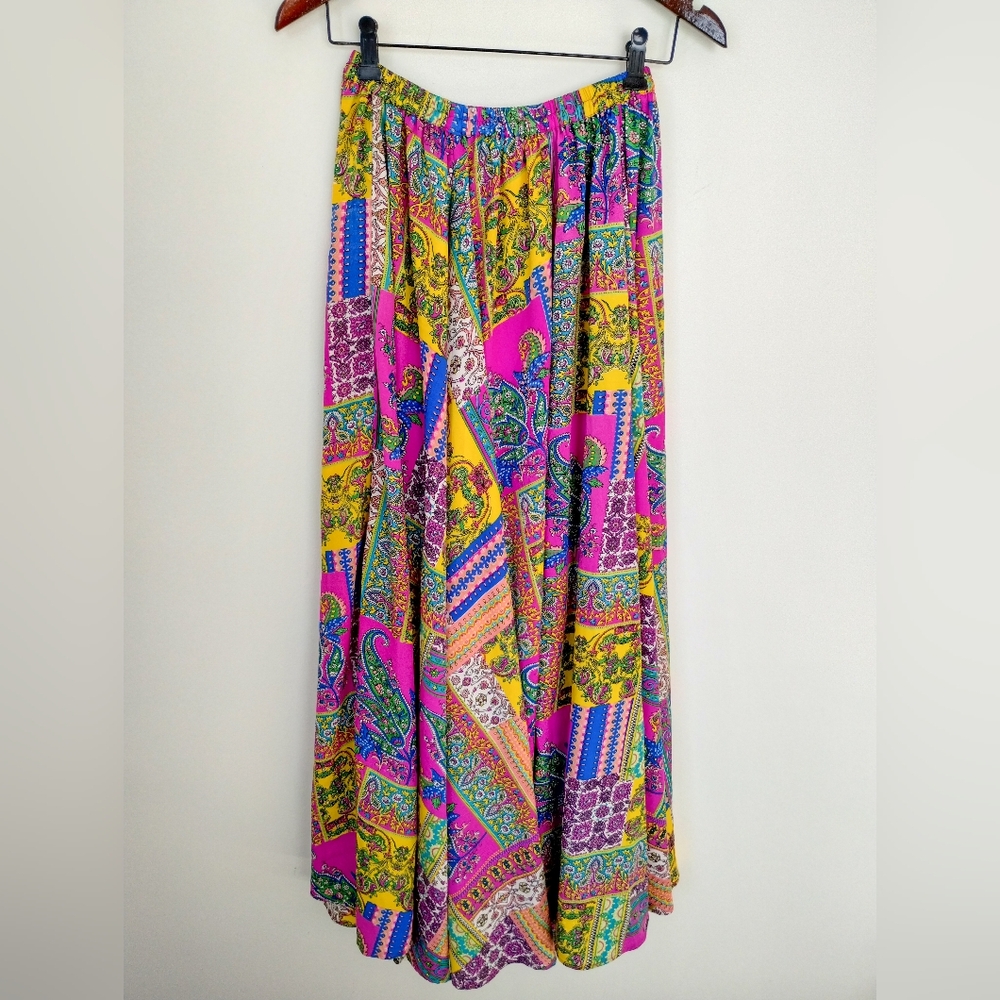 Magic Women's Boho Abstract Floral Colorful Maxi Skirt Small Mermaid Fae Faerie
